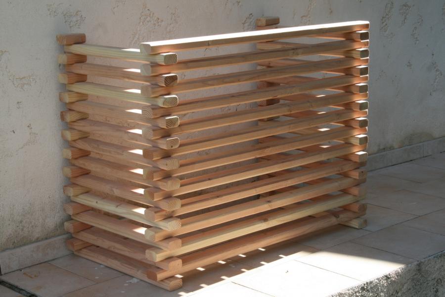Cache groupe exterieur climatisation en bois Douglas - Climatic Boutique