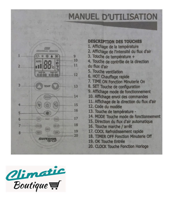 <b>Superior - AIRCO</b><br>Telecommande climatiseur universelle – Image 5